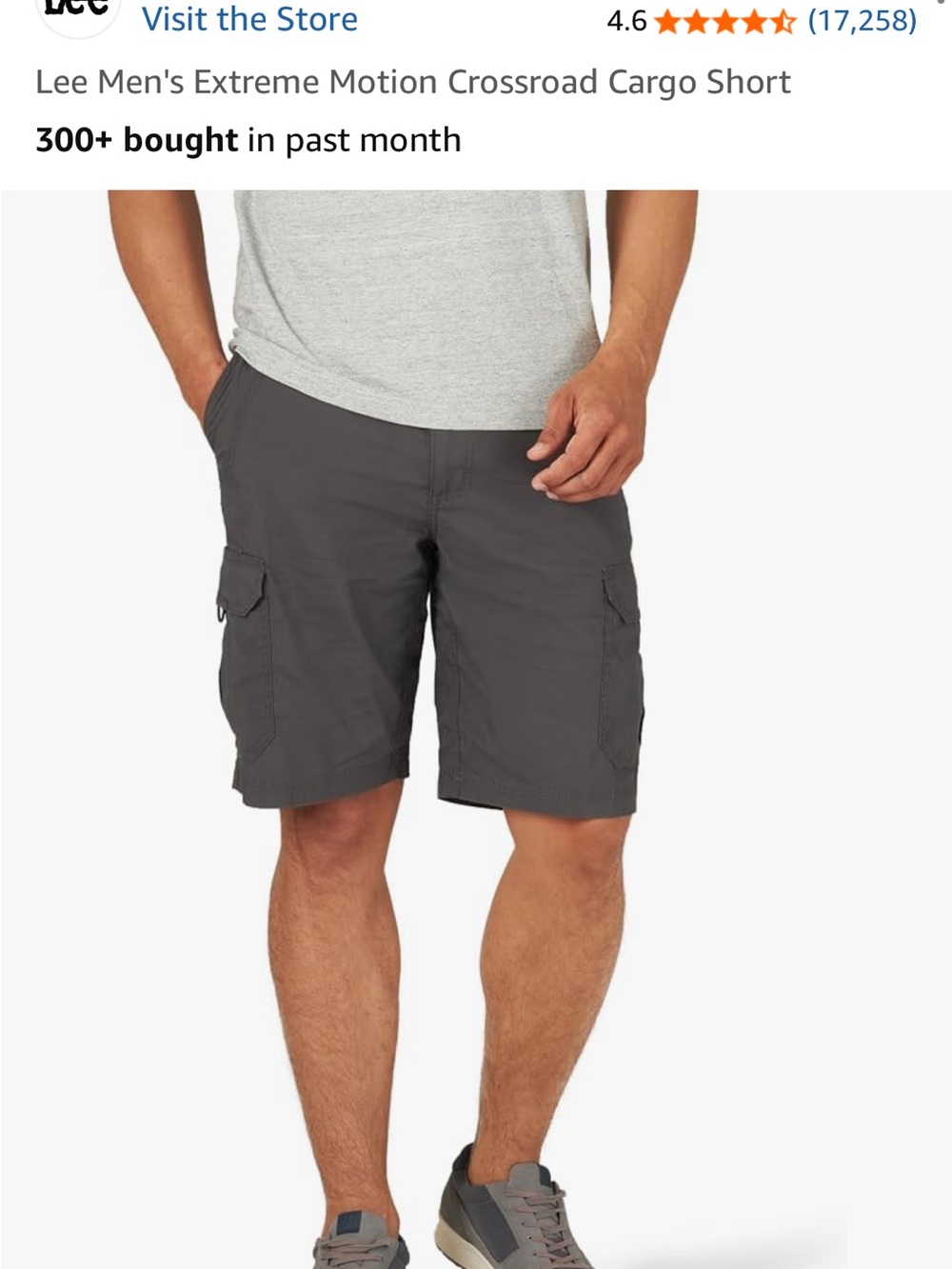 Lee Men's Charcoal Gray Cargo Shorts NWT